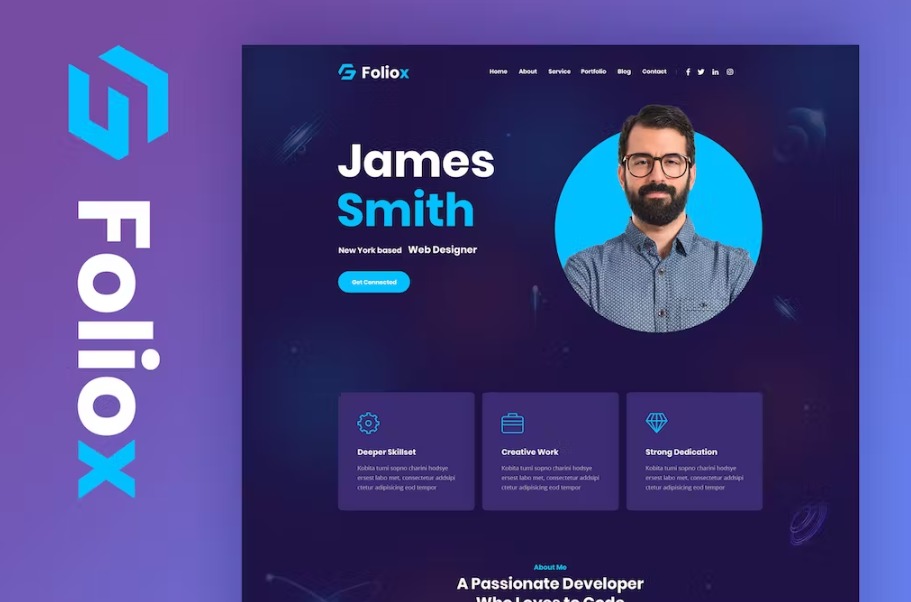 Free Foliox Personal Portfolio Psd Template Download
