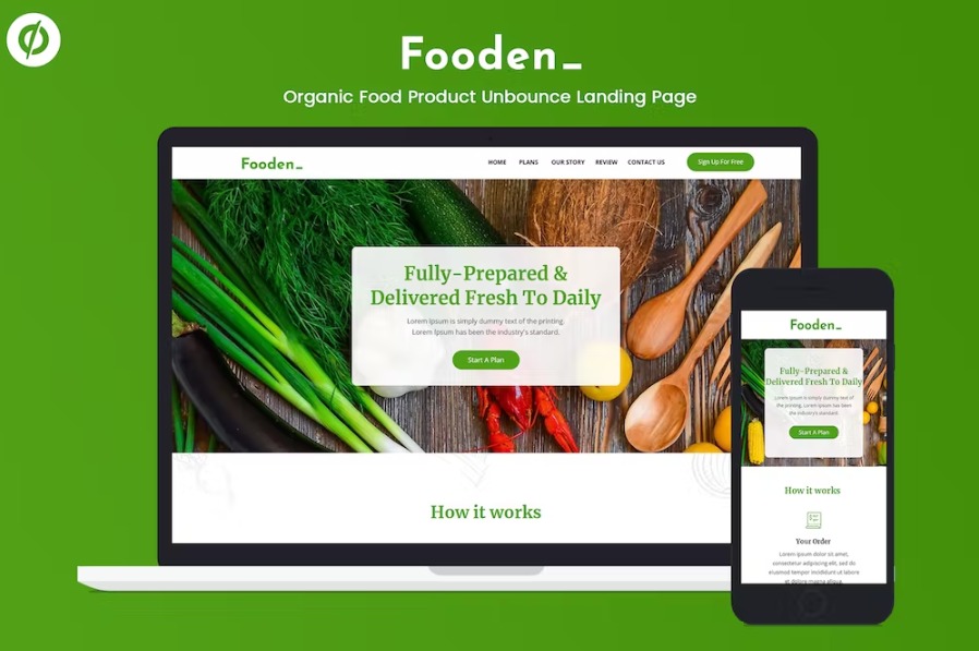Free Fooden Unbounce Food Product Landing Page Template Download