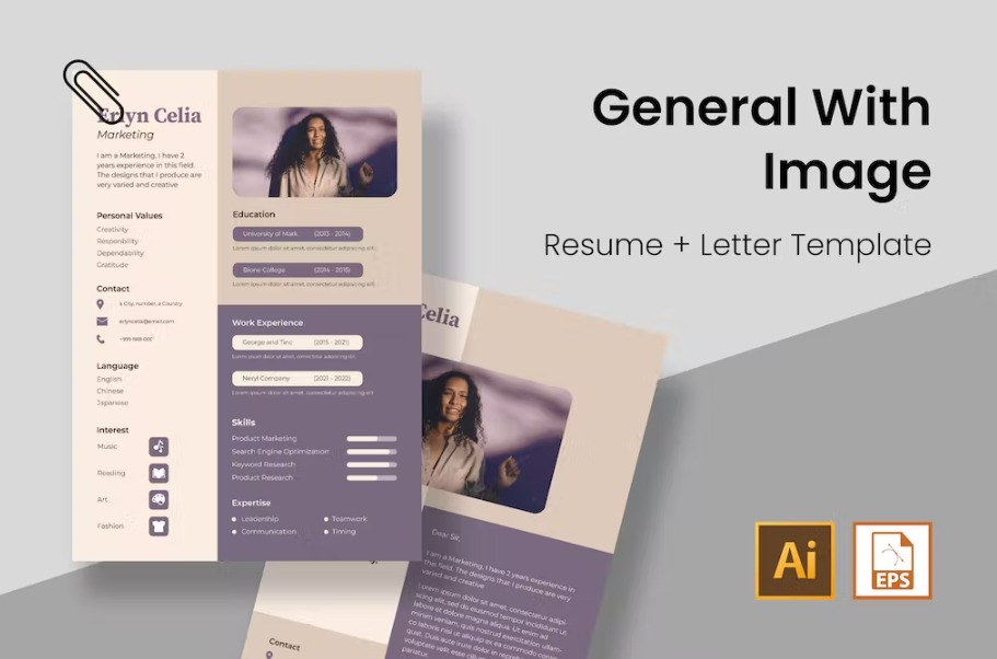 Free General Elegant Resume Ai & EPS Template Download
