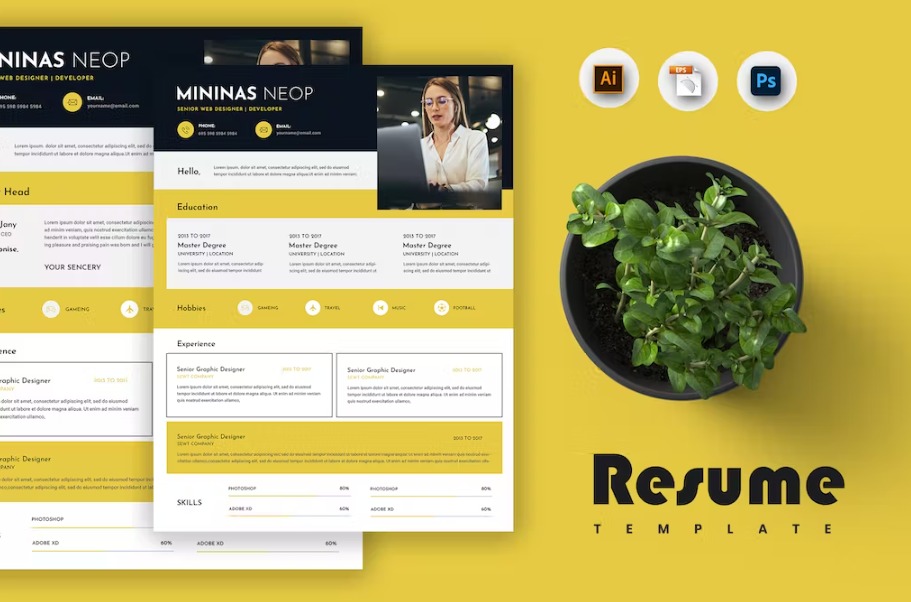 Free Greeny Creative Resume & CV Template Download