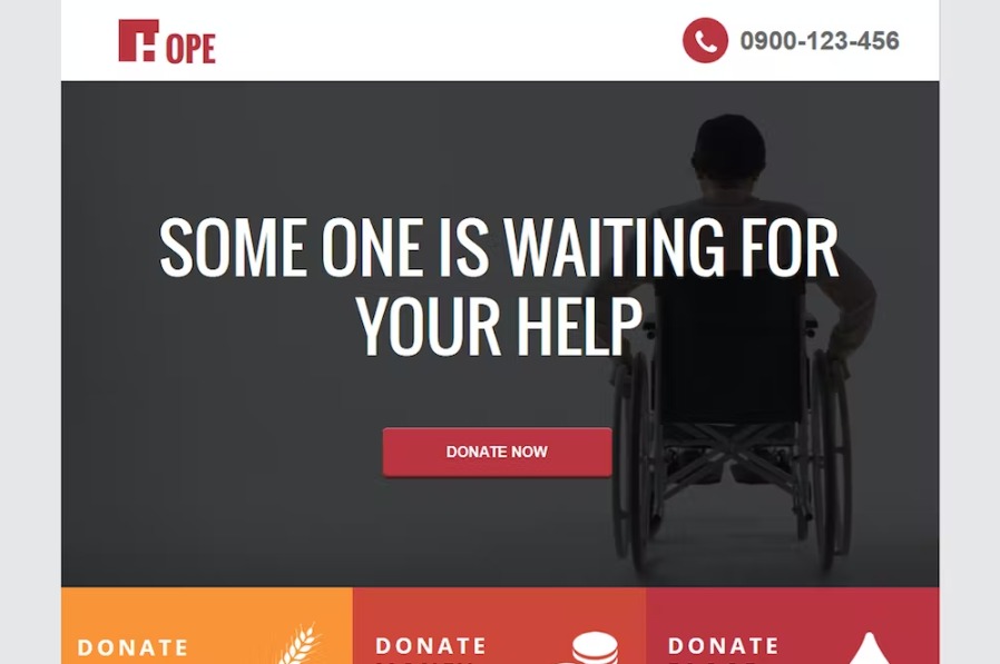 Free Hope Non Profit Unbounce Landing Page Template Download