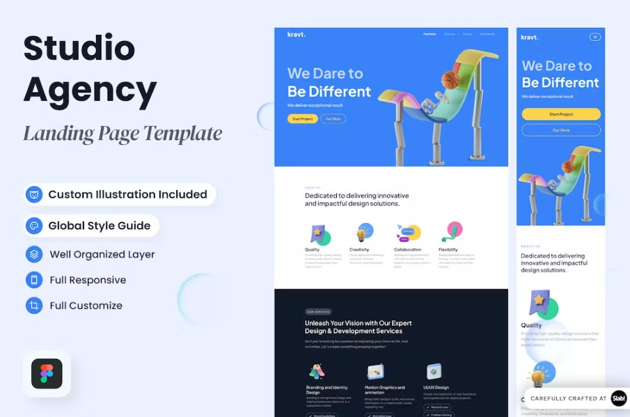 Free Kravt Studio Agency Landing Page Template Download