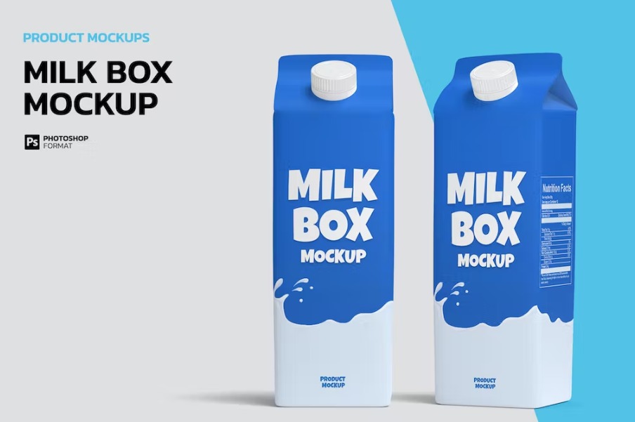 Free Milk Box Mockup Template Download