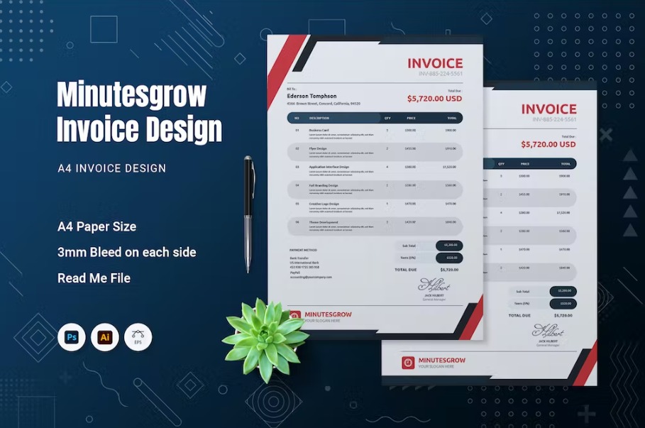Free Minutes grow Invoice Template Download