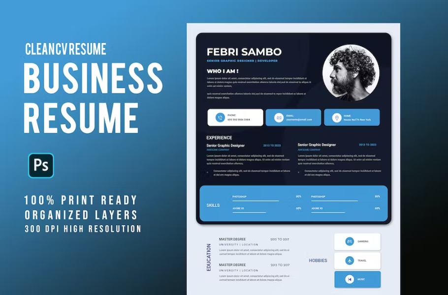Free Modern Business Resume Template Download
