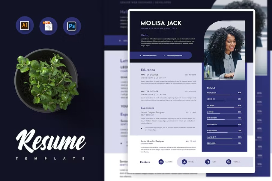 Free Molisa Creative Resume & CV Template Download