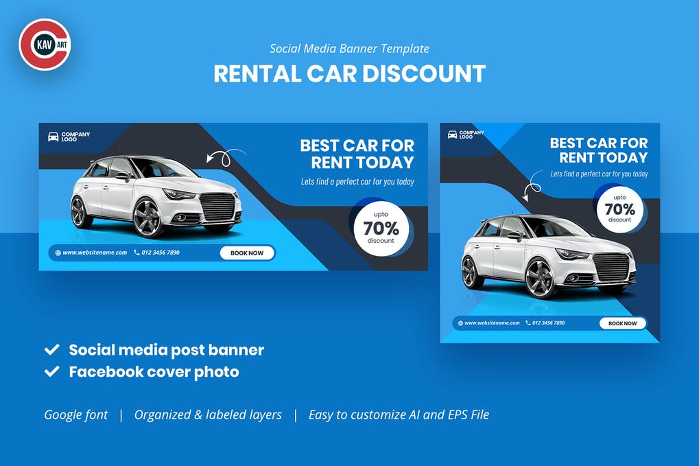 Free Rental Car Discount Social Media Banner Template Download