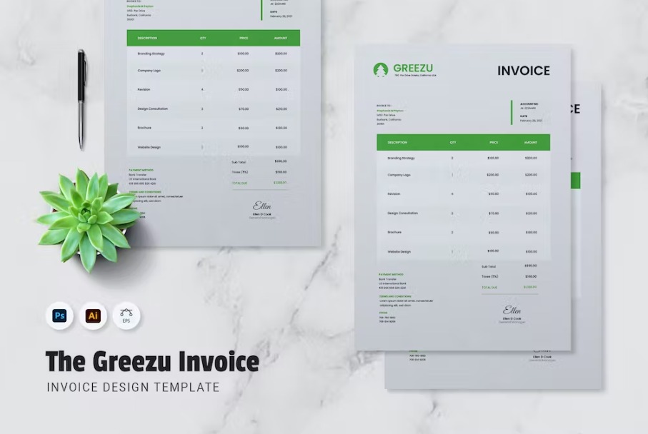 Free The Greezu Invoice Template Download