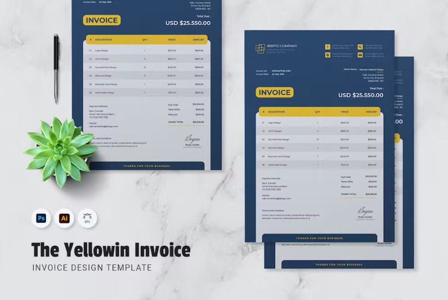 Free Yellowin Invoice Template Download