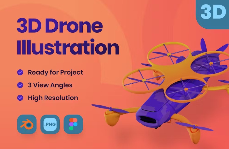 Free 3D Drone Illustration Object Download