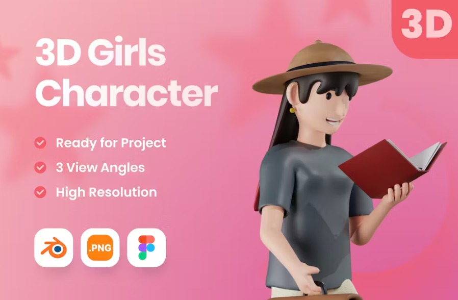 Free 3D Girls Character Illustration Download