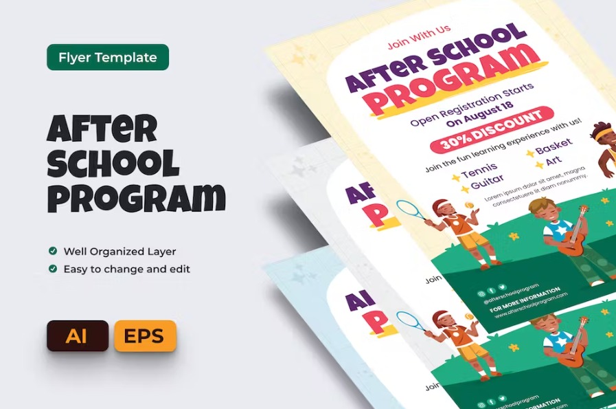 Free After School Program Flyer Ai & EPS Template Download