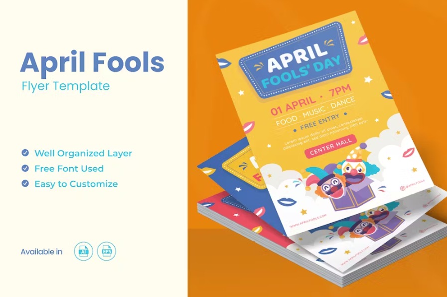 Free April Fools Flyer Ai & EPS Template Download