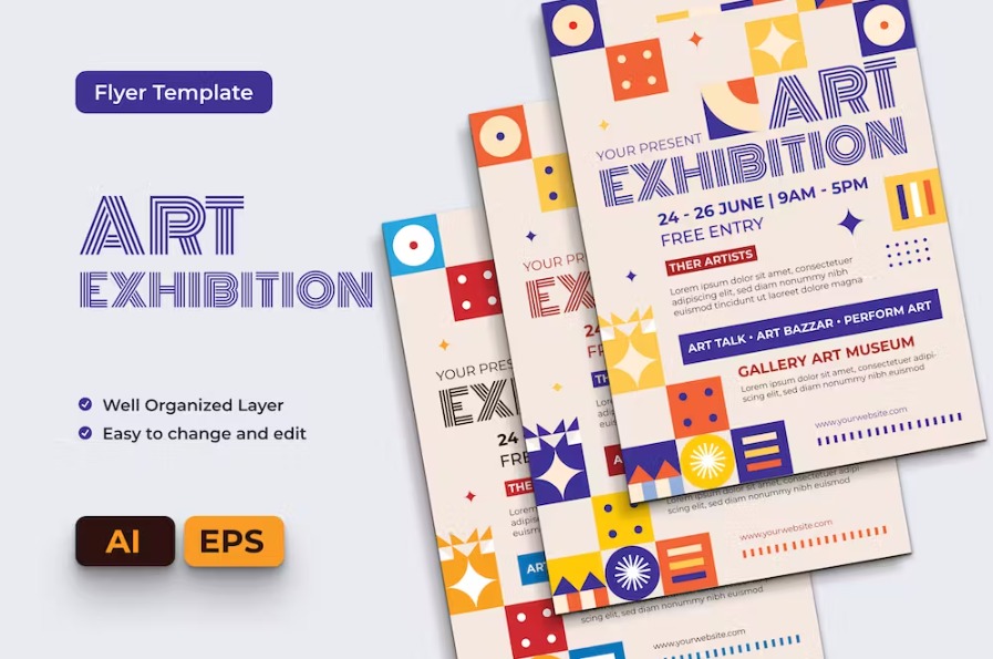 Free Art Exhibition Flyer Ai & EPS Template Download