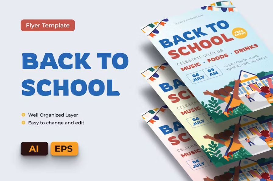 Free Back To School Flyer Ai & EPS Template Download