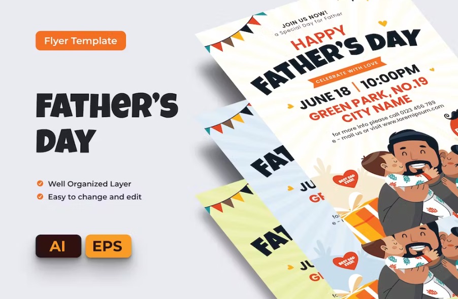 Free Fathers Day Flyer Ai & EPS Template Download
