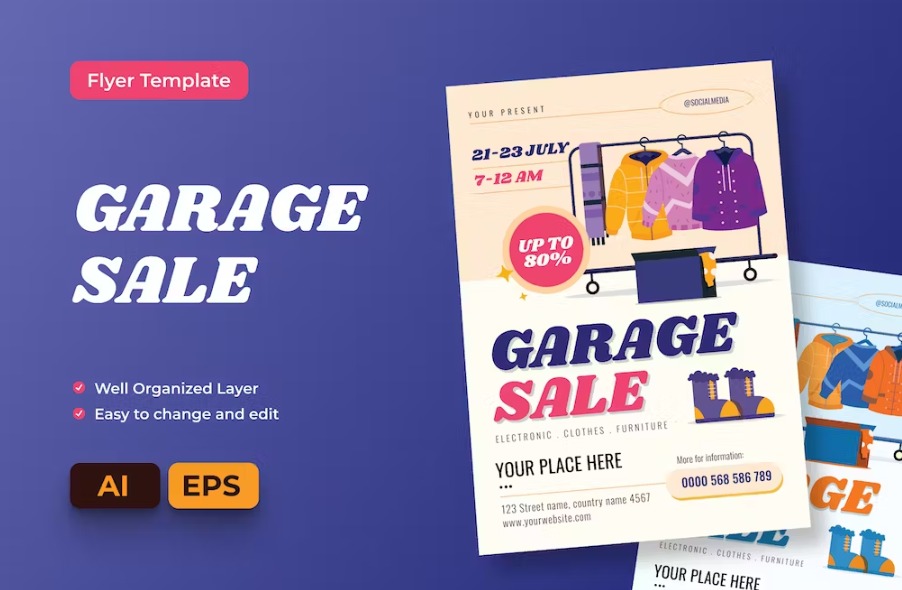 Free Garage Sale Flyer Ai & EPS Template Download