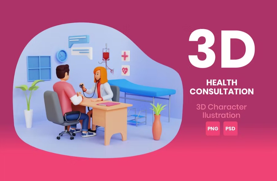 Health Consultation 3D Character Illustration Vol.01