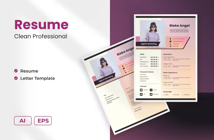 Free Luxury Gradient Multipurpose Resume Ai & EPS Template Download