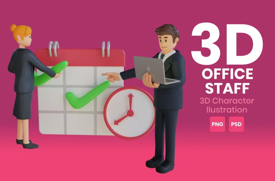 Free Office Staff 3D Character Template Vol.06