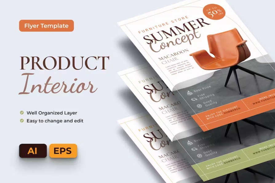 Free Product Interior Flyer Ai & EPS Template Download