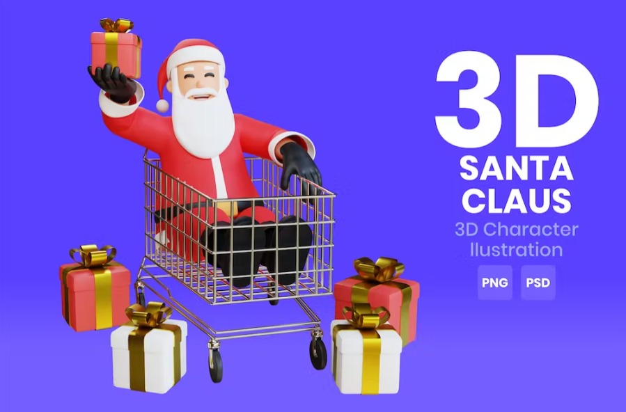 Free Santa Claus 3D Character Template Vol.04