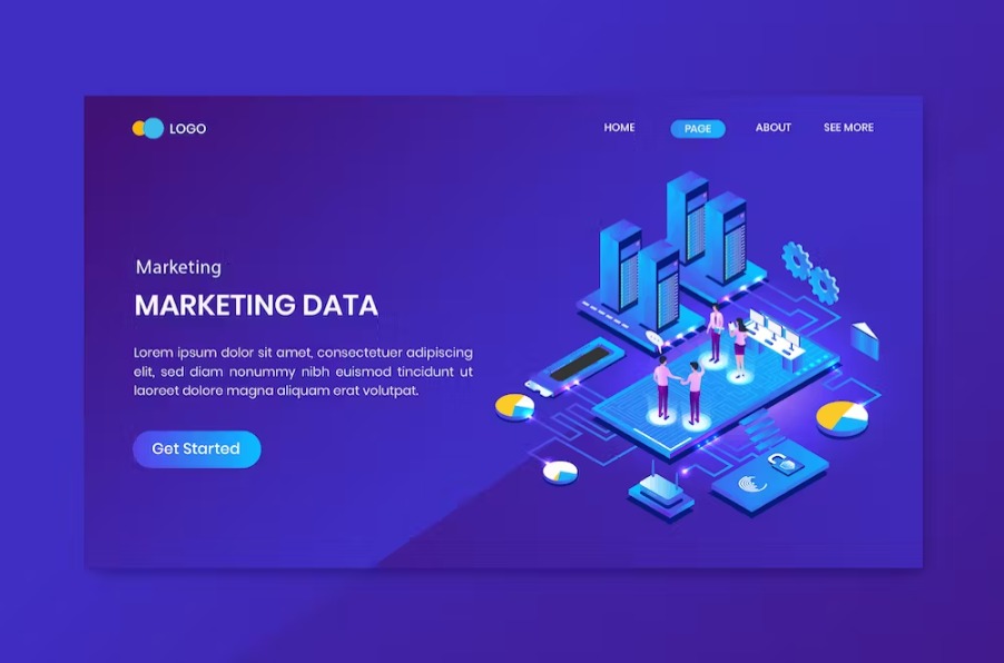 Free Data Mining Marketing Isometric Landing Page Download