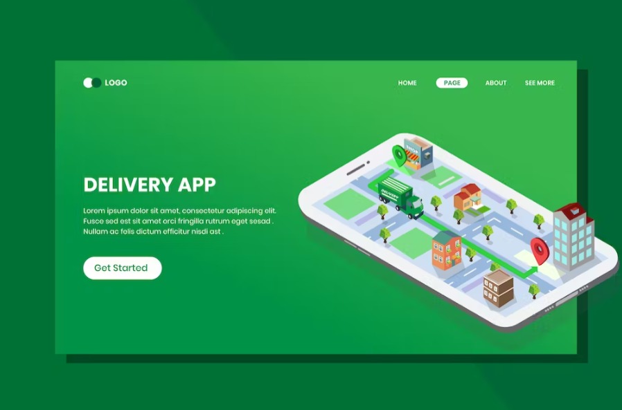 Free Delivery Application Isometric Landing Page Download