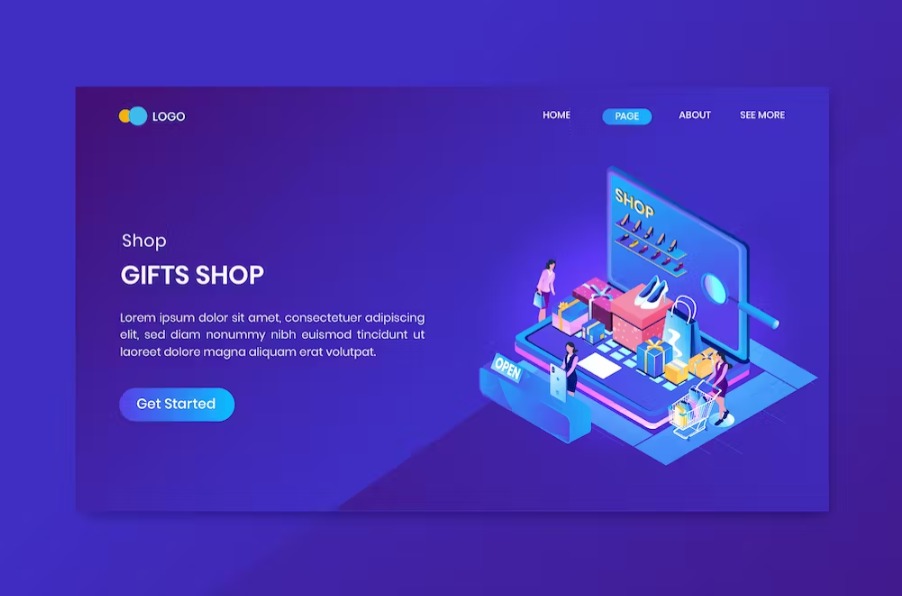 Free Gifts Shop Isometric Landing Page Download