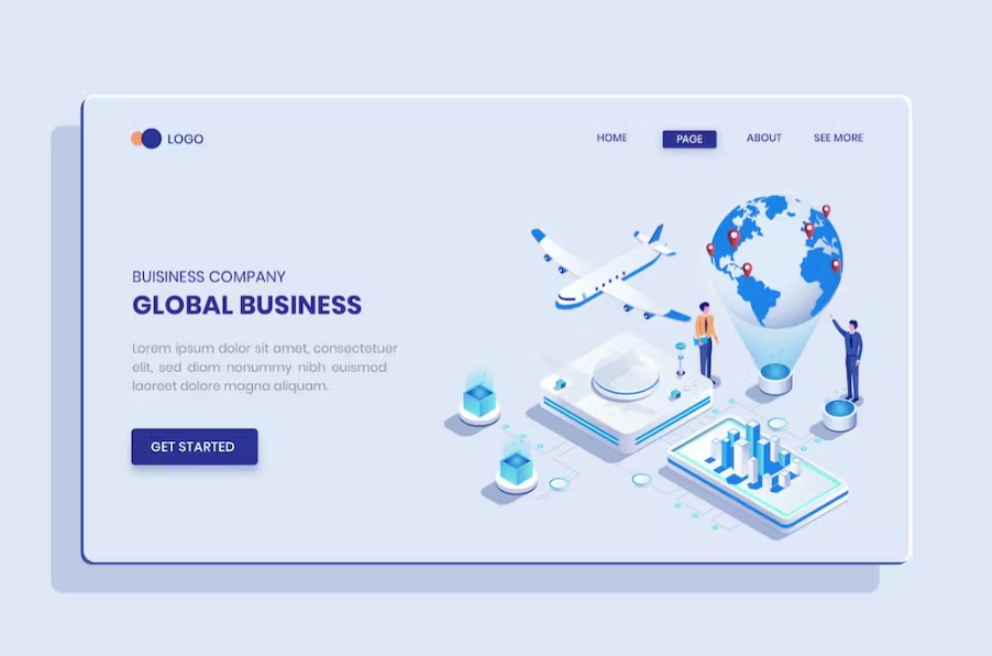 Free Global Business Isometric Landing Page Download