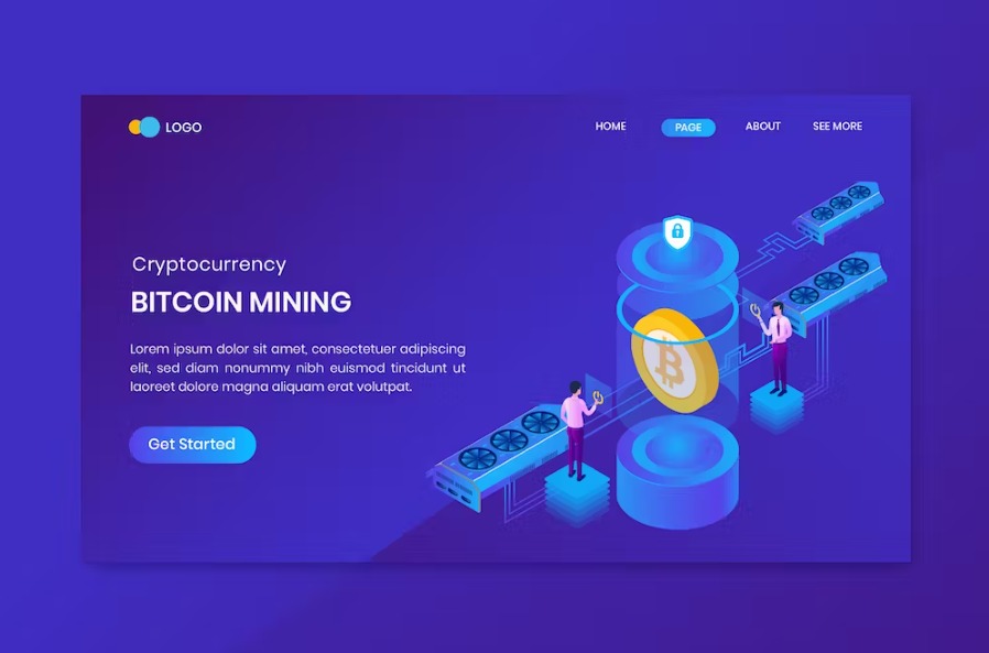 Free Bitcoin Cloud Mining Isometric Landing Page Download