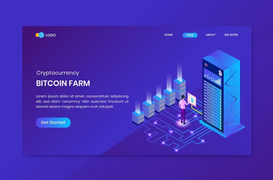 Free Bitcoin Farm Isometric Landing Page Download