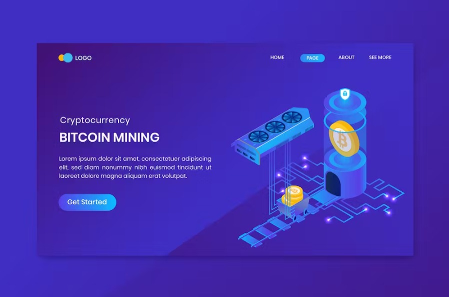 Free Bitcoin Mining Isometric Landing Page Download