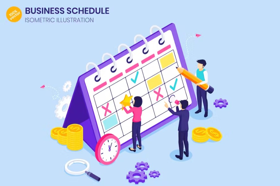 Free Business Schedule Isometric Landing Page Download