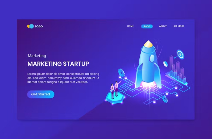 Free Business Startup Isometric Landing Page Download