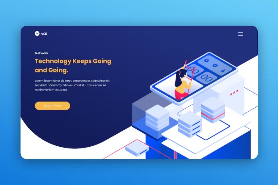 Free Isometric Landing Page Template Download