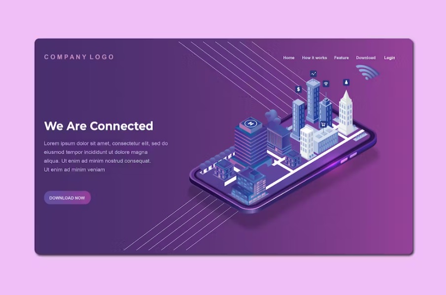 Free Isometric Landing Page Template Download