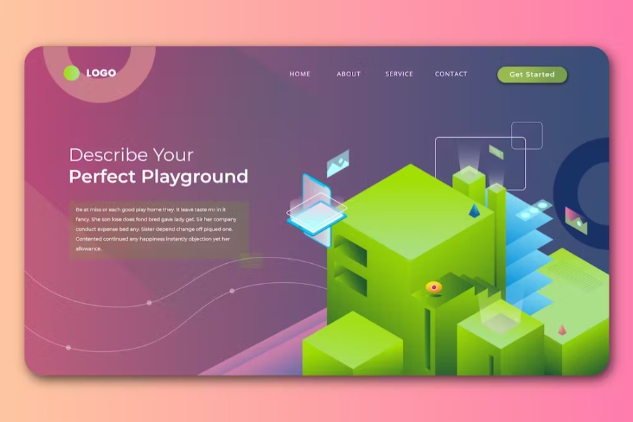 Free Isometric Landing Page Template Download