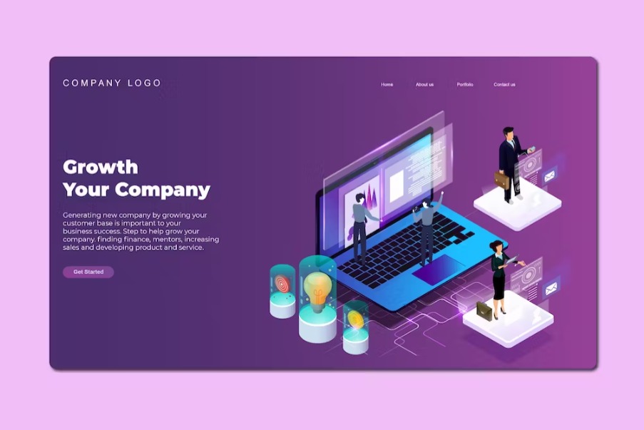 Free Isometric Landing Page Template Download