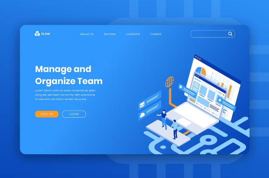 Free Isometric Landing Page Template Download