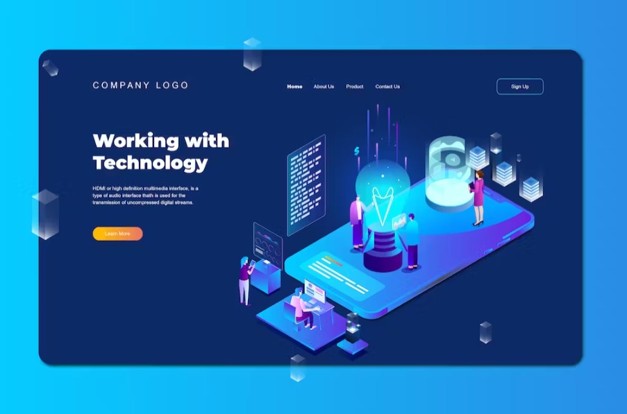 Free Isometric Landing Page Template Download