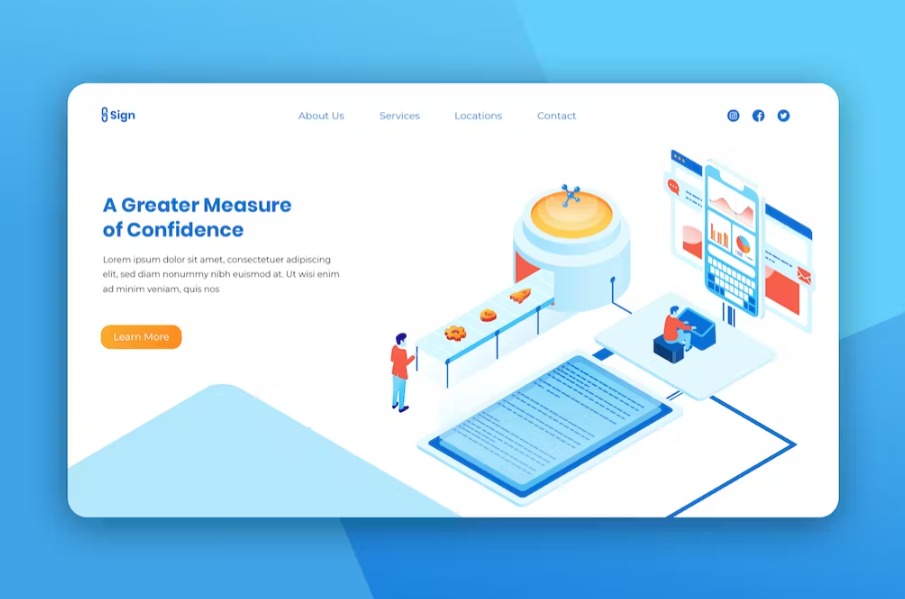 Free Isometric Landing Page Template Download