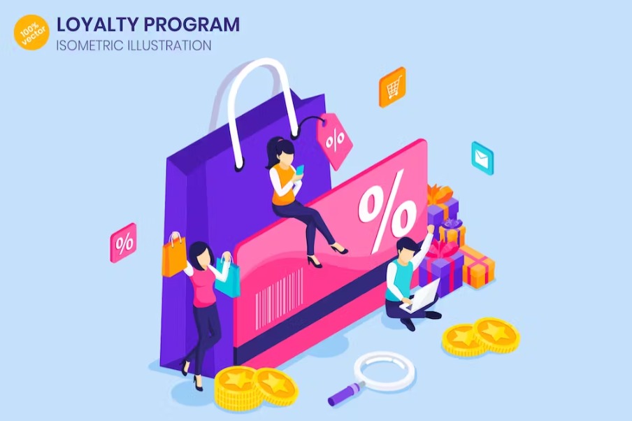 Free Loyalty Program Isometric Landing Page Template Download