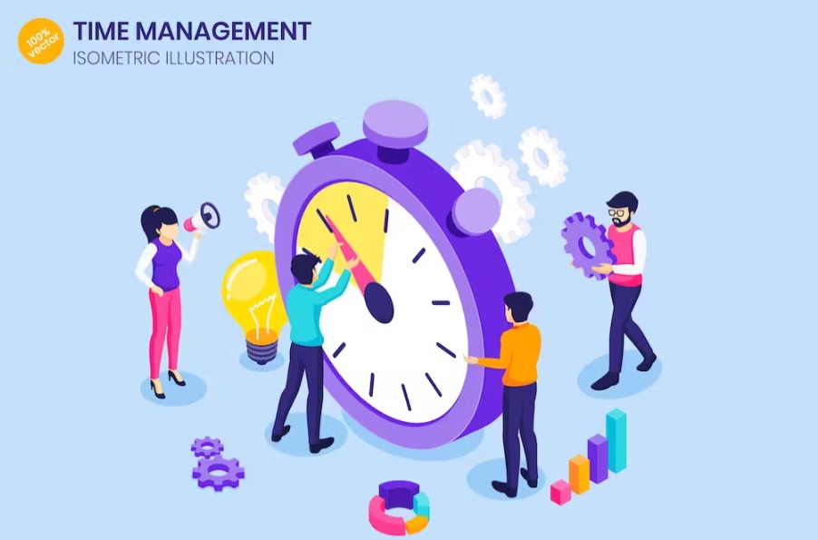 Free Time Management Isometric Landing Page Template Download