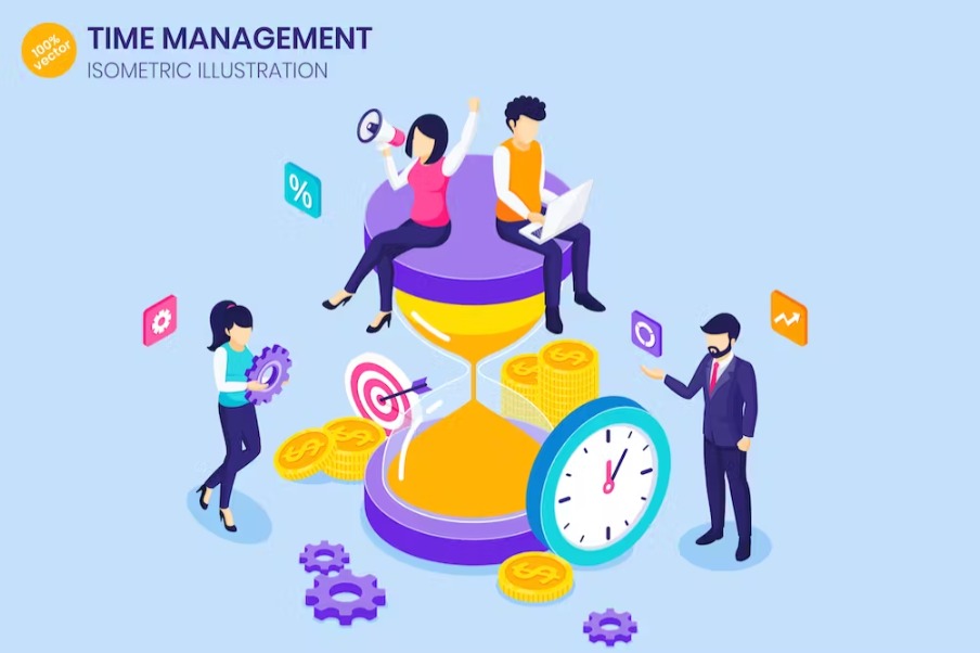Free Time Management Isometric Landing Page Template Download