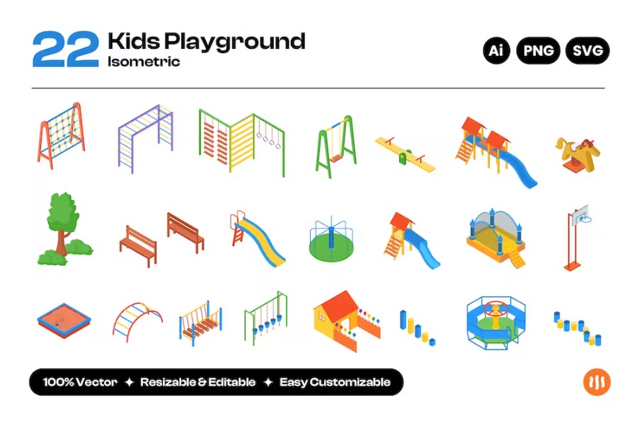 Free Kids Playground Isometric Landing Page Template Download