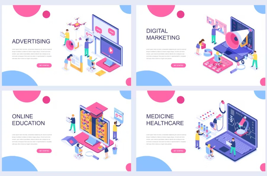 Free Isometric Landing Page Template Download