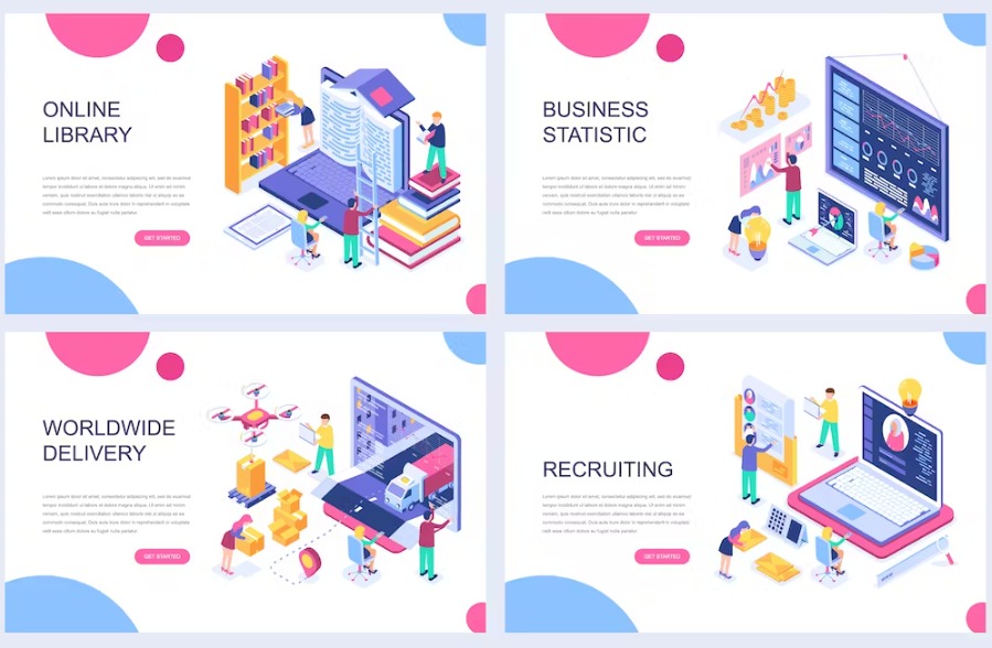 Free Isometric Landing Page Template Download