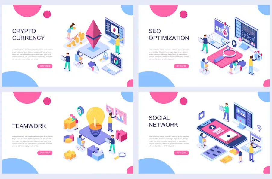 Free Isometric Landing Page Template Download