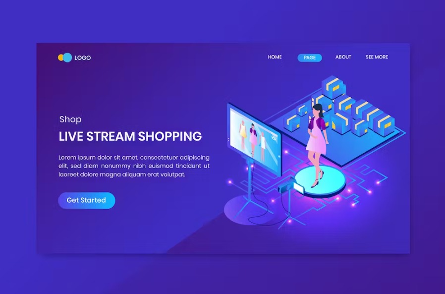 Free Livestream Shopping Isometric Landing Page Template Download